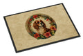 Cavalier Spaniel Christmas Flowers Doormat Indoor Outdoor 24H X 36W Front Door Mat Rugs for Entryway, Non Slip Washable Low Pile,