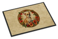 Chihuahua Christmas Flowers Doormat Indoor Outdoor 18H X 27W Front Door Mat Rugs for Entryway, Non Slip Washable