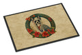 Chinese Crested Christmas Flowers Doormat Indoor Outdoor 24H X 36W Front Door Mat Rugs for Entryway, Non Slip Washable Low Pile,