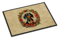 Dachshund Christmas Flowers Doormat Indoor Outdoor 18H X 27W Front Door Mat Rugs for Entryway, Non Slip Washable