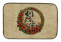 Dalmatian Christmas Flowers Dish Drying Mat Absorbent Dish Drying Mat Pad for Kitchen Counter Dish Drainer Mat for Countertop, 14 x 21", Multicolor
