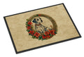 Dalmatian Christmas Flowers Doormat Indoor Outdoor 24H X 36W Front Door Mat Rugs for Entryway, Non Slip Washable Low Pile,