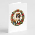 English Toy Spaniel Christmas Flowers Greeting Cards Pack of 8 Blank Cards with Envelopes Whimsical A7 Size 5x7