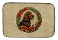 Field Spaniel Christmas Flowers Dish Drying Mat Absorbent Dish Drying Mat Pad for Kitchen Counter Dish Drainer Mat for Countertop, 14 x 21", Multicolor