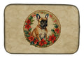 French Bulldog Christmas Flowers Dish Drying Mat Absorbent Dish Drying Mat Pad for Kitchen Counter Dish Drainer Mat for Countertop, 14 x 21", Multicolor