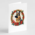 German Shepherd Christmas Flowers Greeting Cards Pack of 8 Blank Cards with Envelopes Whimsical A7 Size 5x7