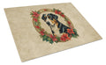Greater Swiss Mountain Dog Christmas Flowers Cutting Board Tempered Glass Kitchen Cutting Surface, Heat Resistant Chopping, Non-Slip Feet, Food Prep & Serving