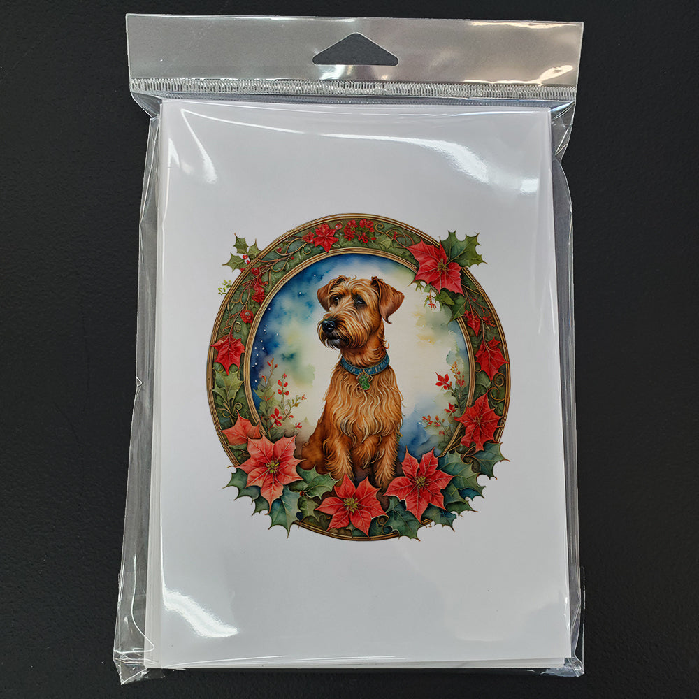 Irish Terrier Christmas Flowers Greeting Cards Pack of 8 Blank Cards with Envelopes Whimsical A7 Size 5x7