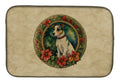 Jack Russell Terrier Christmas Flowers Dish Drying Mat Absorbent Dish Drying Mat Pad for Kitchen Counter Dish Drainer Mat for Countertop, 14 x 21", Multicolor