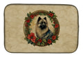 Keeshond Christmas Flowers Dish Drying Mat Absorbent Dish Drying Mat Pad for Kitchen Counter Dish Drainer Mat for Countertop, 14 x 21", Multicolor
