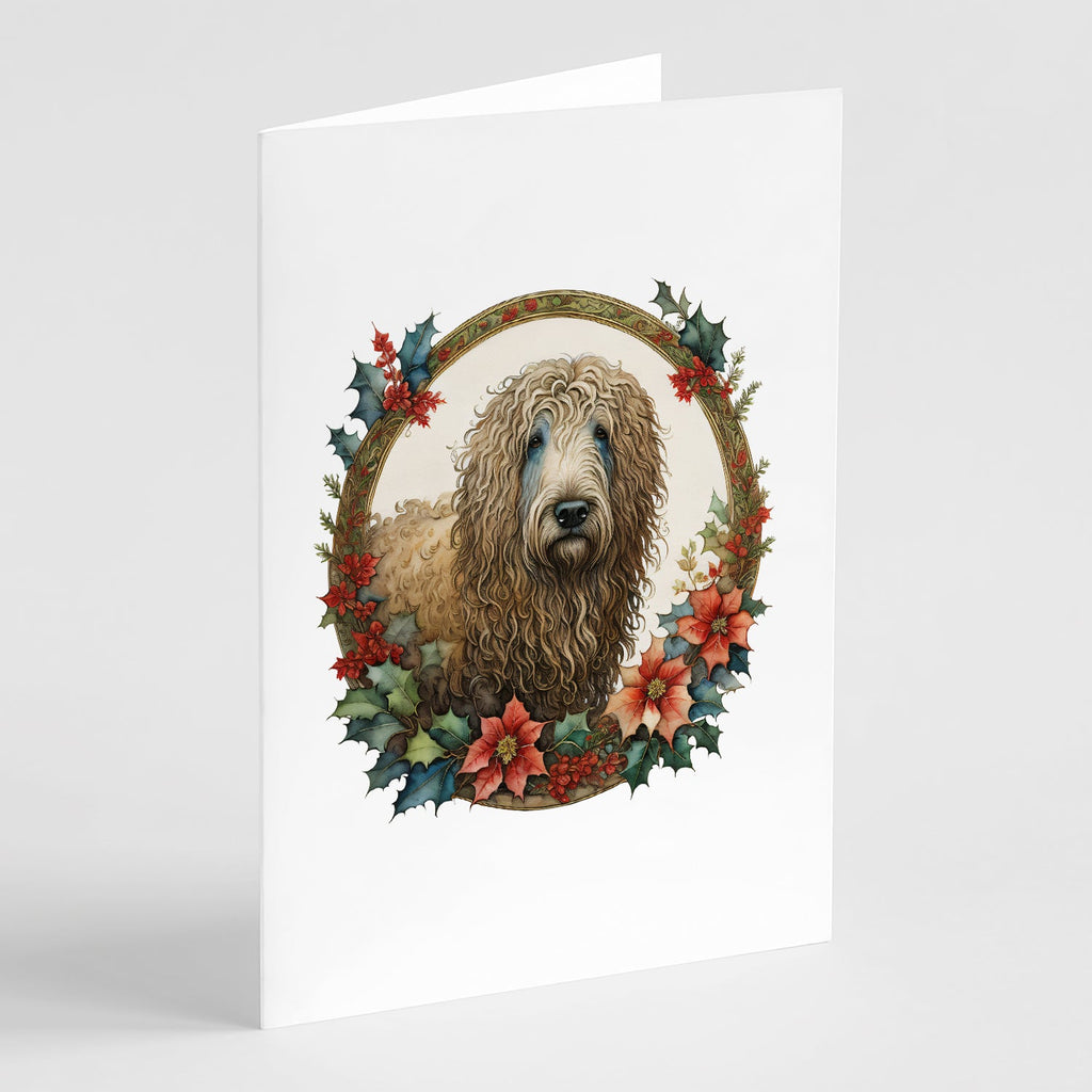 Komondor Christmas Flowers Greeting Cards Pack of 8 Blank Cards with Envelopes Whimsical A7 Size 5x7