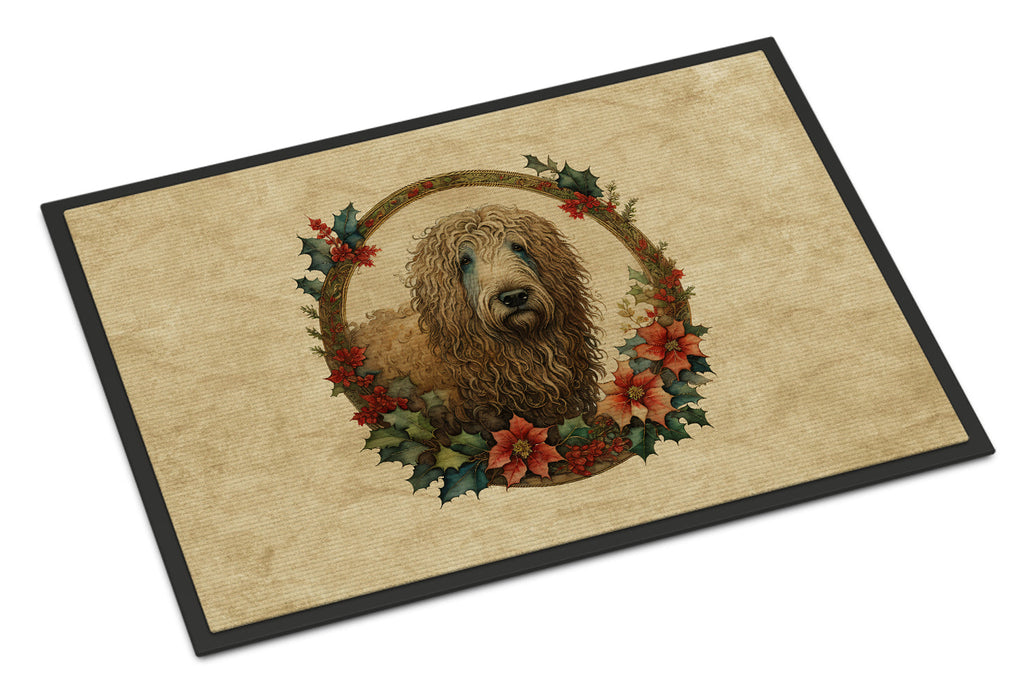 Komondor Christmas Flowers Doormat Indoor Outdoor 18H X 27W Front Door Mat Rugs for Entryway, Non Slip Washable