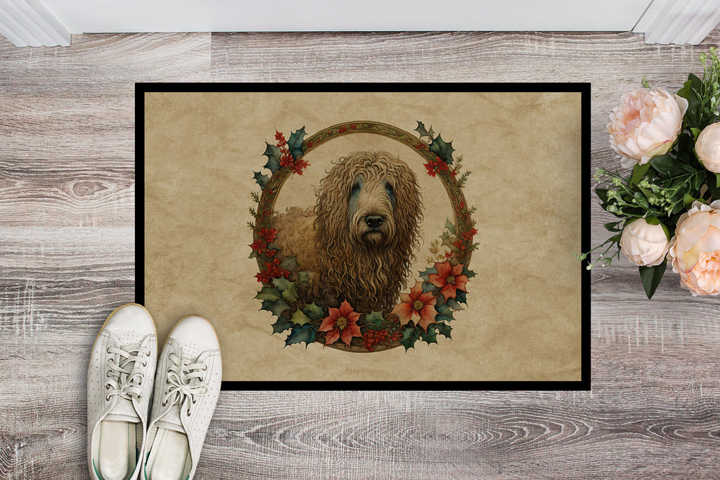 Komondor Christmas Flowers Doormat Indoor Outdoor 18H X 27W Front Door Mat Rugs for Entryway, Non Slip Washable