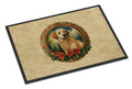 Kuvasz Christmas Flowers Doormat Indoor Outdoor 18H X 27W Front Door Mat Rugs for Entryway, Non Slip Washable