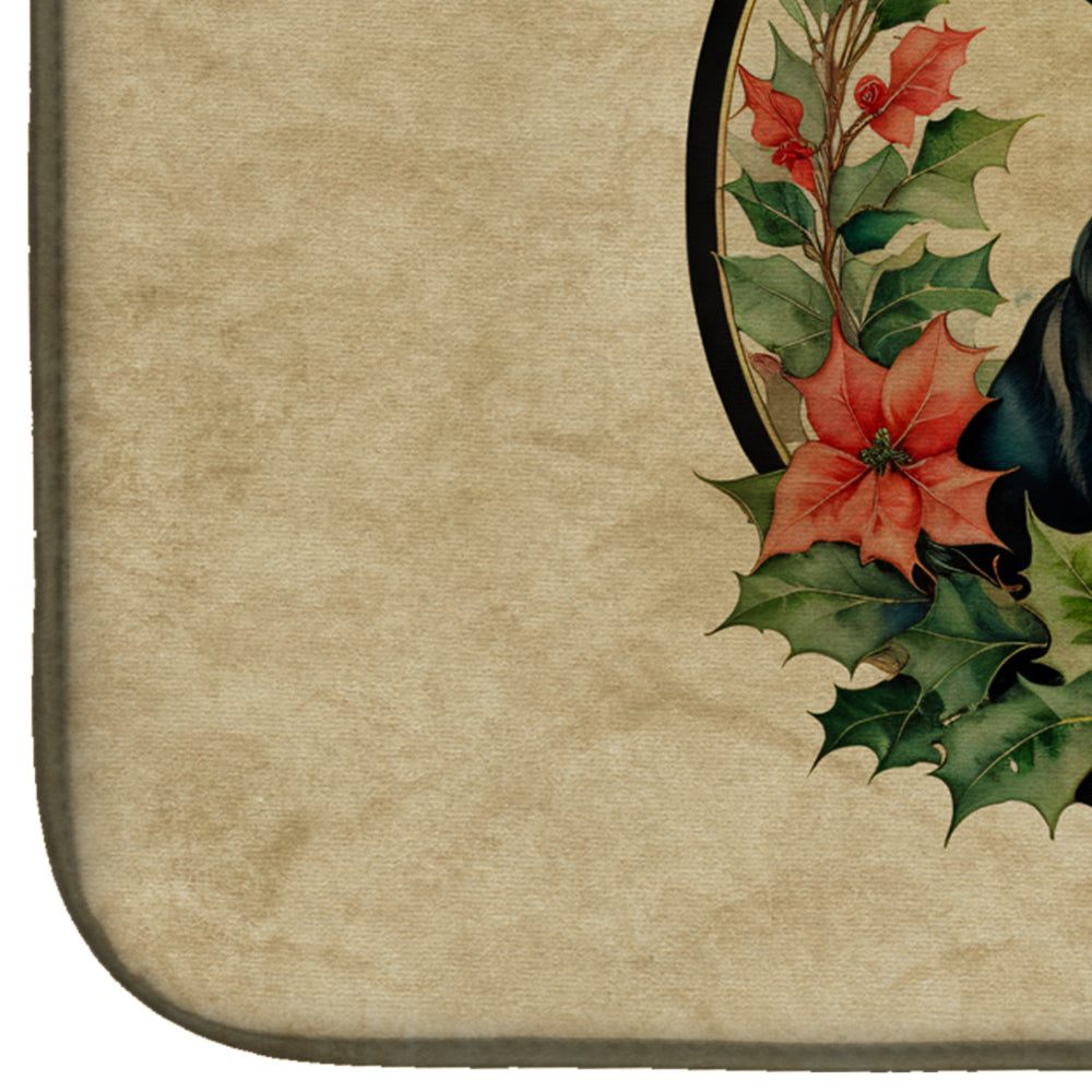 Labrador Retriever Christmas Flowers Dish Drying Mat Absorbent Dish Drying Mat Pad for Kitchen Counter Dish Drainer Mat for Countertop, 14 x 21", Multicolor