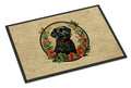 Labrador Retriever Christmas Flowers Doormat Indoor Outdoor 18H X 27W Front Door Mat Rugs for Entryway, Non Slip Washable