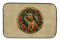 Lakeland Terrier Christmas Flowers Dish Drying Mat Absorbent Dish Drying Mat Pad for Kitchen Counter Dish Drainer Mat for Countertop, 14 x 21", Multicolor