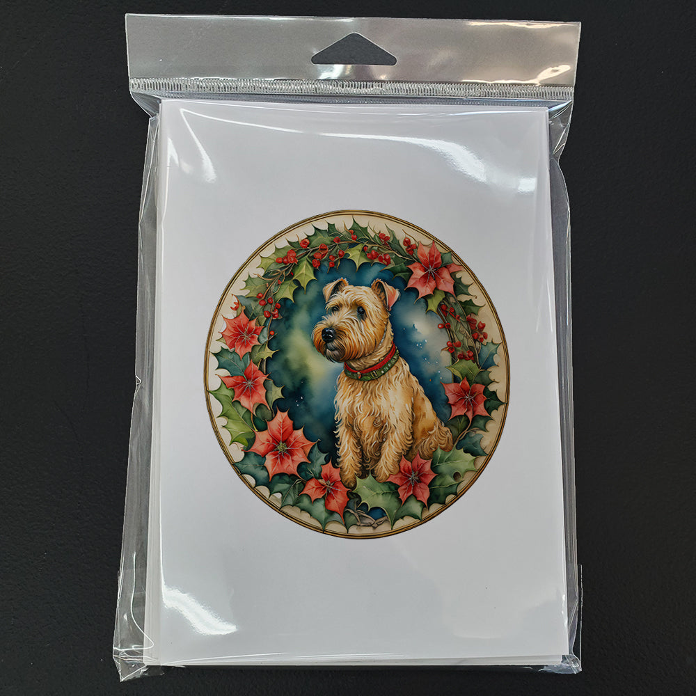 Lakeland Terrier Christmas Flowers Greeting Cards Pack of 8 Blank Cards with Envelopes Whimsical A7 Size 5x7