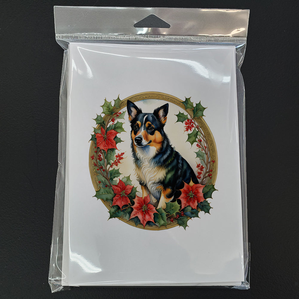 Lancashire Heeler Christmas Flowers Greeting Cards Pack of 8 Blank Cards with Envelopes Whimsical A7 Size 5x7