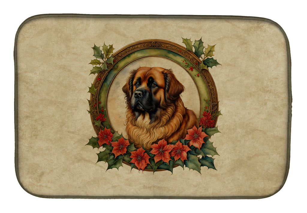 Leonberger Christmas Flowers Dish Drying Mat Absorbent Dish Drying Mat Pad for Kitchen Counter Dish Drainer Mat for Countertop, 14 x 21", Multicolor