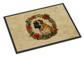 Mastiff Christmas Flowers Doormat Indoor Outdoor 18H X 27W Front Door Mat Rugs for Entryway, Non Slip Washable
