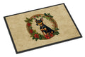 Miniature Pinscher Christmas Flowers Doormat Indoor Outdoor 18H X 27W Front Door Mat Rugs for Entryway, Non Slip Washable