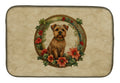 Norfolk Terrier Christmas Flowers Dish Drying Mat Absorbent Dish Drying Mat Pad for Kitchen Counter Dish Drainer Mat for Countertop, 14 x 21", Multicolor
