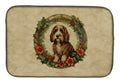 Petit Basset Griffon Vendeen Christmas Flowers Dish Drying Mat Absorbent Dish Drying Mat Pad for Kitchen Counter Dish Drainer Mat for Countertop, 14 x 21", Multicolor