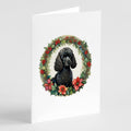 Poodle Christmas Flowers Greeting Cards Pack of 8 Blank Cards with Envelopes Whimsical A7 Size 5x7