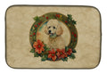 Poodle Christmas Flowers Dish Drying Mat Absorbent Dish Drying Mat Pad for Kitchen Counter Dish Drainer Mat for Countertop, 14 x 21", Multicolor