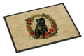 Pug Christmas Flowers Doormat Indoor Outdoor 24H X 36W Front Door Mat Rugs for Entryway, Non Slip Washable Low Pile,