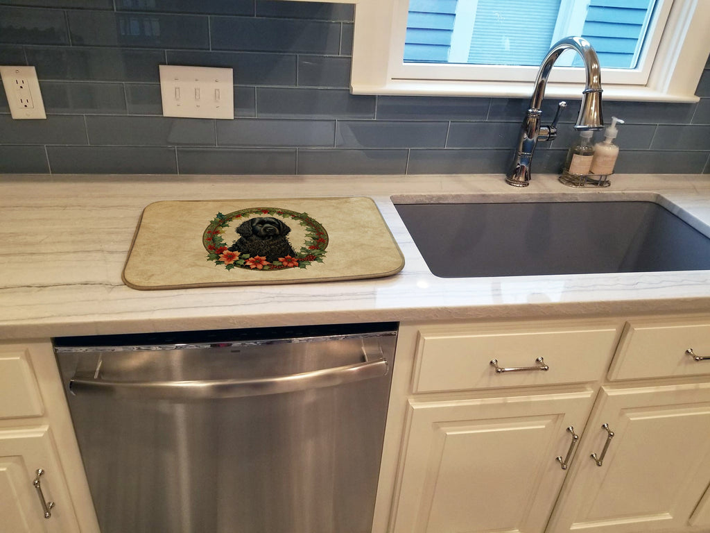 Puli Christmas Flowers Dish Drying Mat Absorbent Dish Drying Mat Pad for Kitchen Counter Dish Drainer Mat for Countertop, 14 x 21", Multicolor