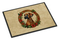 Rhodesian Ridgeback Christmas Flowers Doormat Indoor Outdoor 24H X 36W Front Door Mat Rugs for Entryway, Non Slip Washable Low Pile,