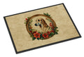Saluki Christmas Flowers Doormat Indoor Outdoor 18H X 27W Front Door Mat Rugs for Entryway, Non Slip Washable