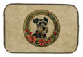Schnauzer Christmas Flowers Dish Drying Mat Absorbent Dish Drying Mat Pad for Kitchen Counter Dish Drainer Mat for Countertop, 14 x 21", Multicolor