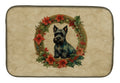 Scottish Terrier Christmas Flowers Dish Drying Mat Absorbent Dish Drying Mat Pad for Kitchen Counter Dish Drainer Mat for Countertop, 14 x 21", Multicolor