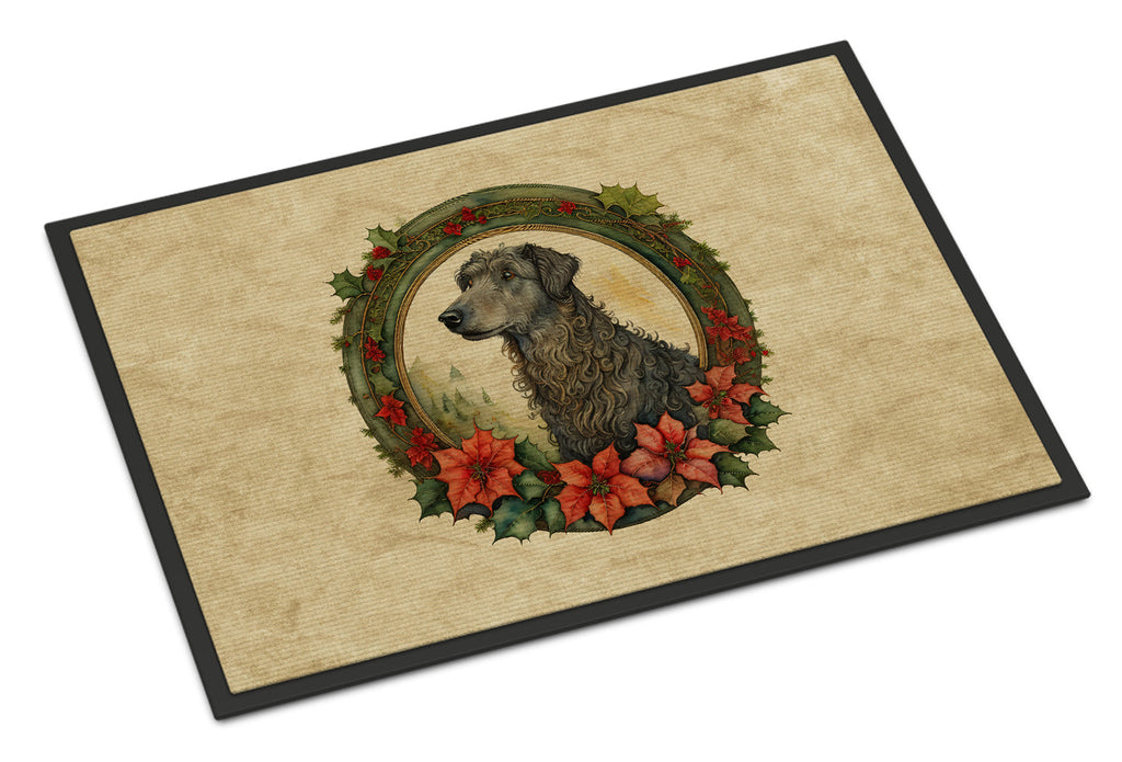Scottish Deerhound Christmas Flowers Doormat Indoor Outdoor 24H X 36W Front Door Mat Rugs for Entryway, Non Slip Washable Low Pile,