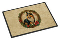 Sheltie Christmas Flowers Doormat Indoor Outdoor 24H X 36W Front Door Mat Rugs for Entryway, Non Slip Washable Low Pile,