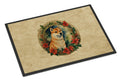 Shiba Inu Christmas Flowers Doormat Indoor Outdoor 18H X 27W Front Door Mat Rugs for Entryway, Non Slip Washable