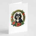 Shih Tzu Christmas Flowers Greeting Cards Pack of 8 Blank Cards with Envelopes Whimsical A7 Size 5x7