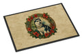 Siberian Husky Christmas Flowers Doormat Indoor Outdoor 24H X 36W Front Door Mat Rugs for Entryway, Non Slip Washable Low Pile,