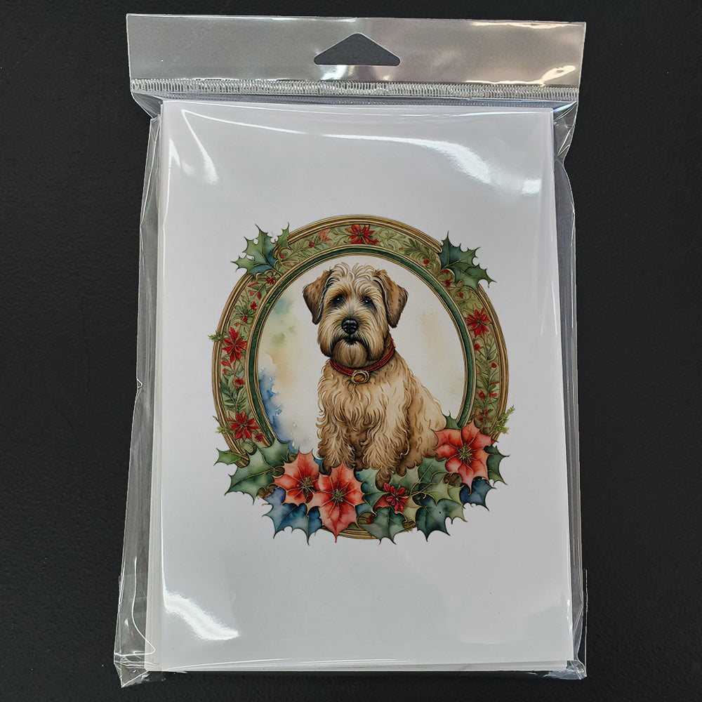 Wheaten Terrier Christmas Flowers Greeting Cards Pack of 8 Blank Cards with Envelopes Whimsical A7 Size 5x7