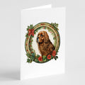 Sussex Spaniel Christmas Flowers Greeting Cards Pack of 8 Blank Cards with Envelopes Whimsical A7 Size 5x7