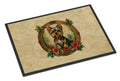 Yorkie Christmas Flowers Doormat Indoor Outdoor 18H X 27W Front Door Mat Rugs for Entryway, Non Slip Washable
