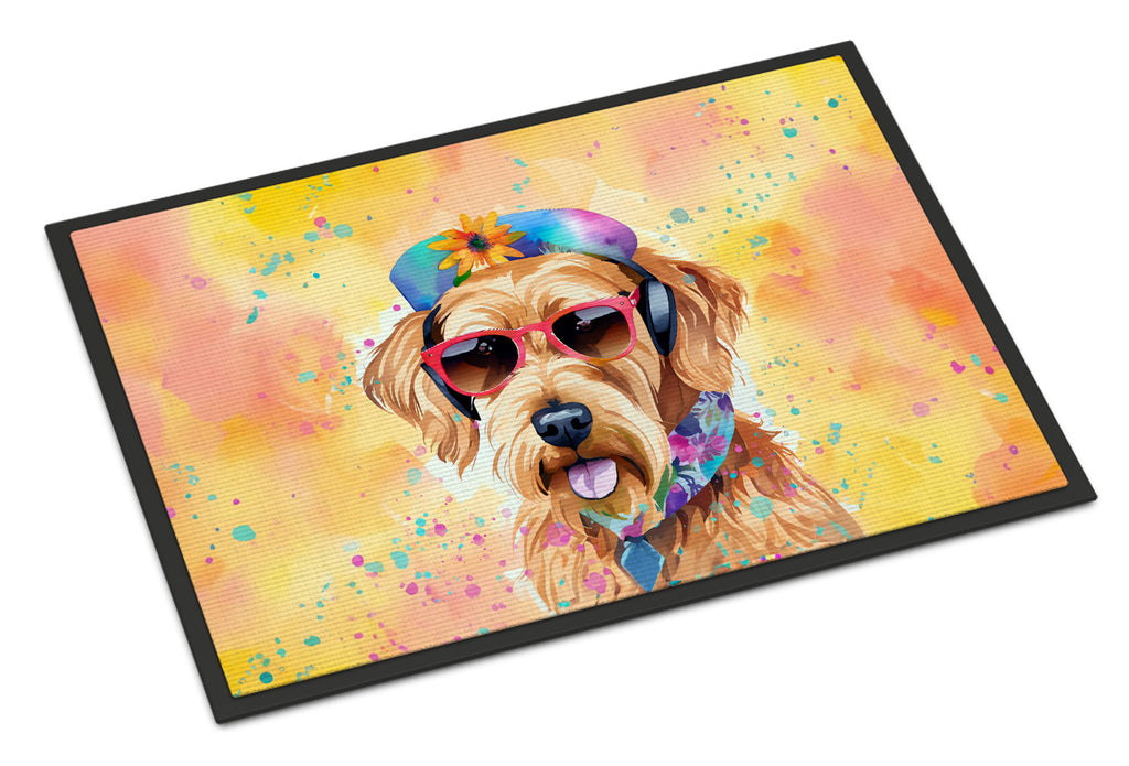 Airedale Terrier Hippie Dawg Doormat Indoor Outdoor 24H X 36W Front Door Mat Rugs for Entryway, Non Slip Washable Low Pile,
