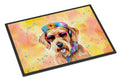 Airedale Terrier Hippie Dawg Doormat Indoor Outdoor 18H X 27W Front Door Mat Rugs for Entryway, Non Slip Washable