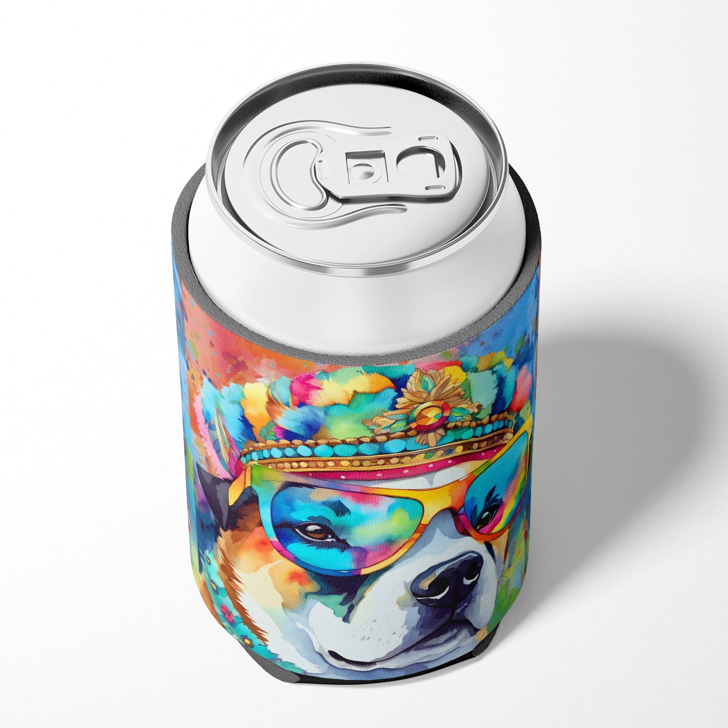 Akita Hippie Dawg Can or Bottle Hugger Cooler Sleeve for Standard 12 oz Cans, Insulated Foam Beer & Soda Can Hugger Reusable