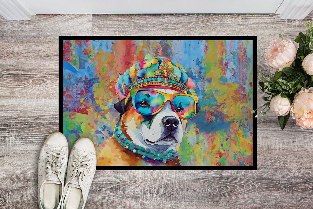 Akita Hippie Dawg Doormat Indoor Outdoor 18H X 27W Front Door Mat Rugs for Entryway, Non Slip Washable