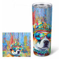 Akita Hippie Dawg Stainless Steel Skinny Tumbler 20 oz Vacuum Double Walled Reusable Insulated Travel Cup