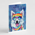 American Eskimo Hippie Dawg Greeting Cards Pack of 8 Blank Cards with Envelopes Whimsical A7 Size 5x7